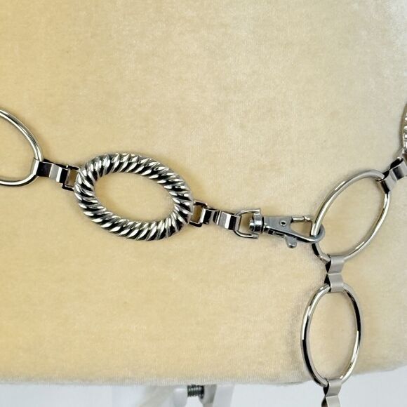 Womens Silver-Tone Oval Link Belt – Adjustable Chain Belt for Dresses & Jeans - Picture 12 of 16